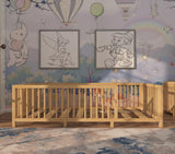 Montessori Floor Bed with Slats for Toddler 54.3'' x 75.2'' Full Size | Pine Wood Natural Solid Frame Bed | Sturdy Design Floor Bed Frame for Boy and Girls (Full, Height : 19 Inches) wood and montessori