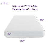 NapQueen 5 Inch, Twin Mattress, Memory Foam White Mattress - Medium Feel - CertiPUR-US Certified - Twin Bed Mattress in a Box, Breathable Soft Fabric Cover NapQueen