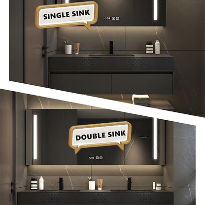 ZGNBSD Bathroom Vanity with Sink - Floating Bathroom Vanity | Wall Mount | Modern Bathroom Vanity with LED Smart Defogging Medicine Cabinet | Solid Wood Bathroom Vanity (Double Sink,60")