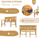 Outsunny Portable 4FT Wooden Garden Bench for Two with Backrest and Armrests Outsunny
