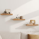 RALGEND Floating Shelves for Wall, 1.5" Thick Wall Shelf Set of 3 with Invisible Brackets, 15.7L x 7.9W Hanging Shelves Farmhouse Home Decor for Bathroom, Living Room, Bedroom, Kitchen, Rustic Brown RALGEND