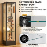 BECHAEO Glass Display Cabinet with LED Light and Lock, 63" Curio Storage Cabinet, 4-Tier Tempered Glass Adjustable Shelves, Metal Display Case for Living Room Playroom Office (Black) BECHAEO