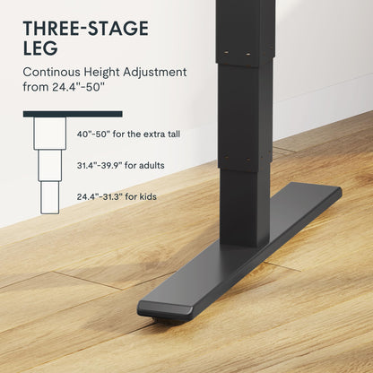 FLEXISPOT E6 Bamboo Dual Motor 3 Stages Standing Desk 60x30 Inch Whole-Piece Board Height Adjustable Desk Electric Stand Up Desk Sit Stand Desk(Black