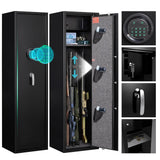 HEANVO 5 - Gun Safe Rifle, Long Gun Safe for Home Rifle and Pistols, Gun Safes & Cabinets with Drawer and Removable Shelf, Cabinet with Mute Function, Rifle Safe with LED Light HEANVO