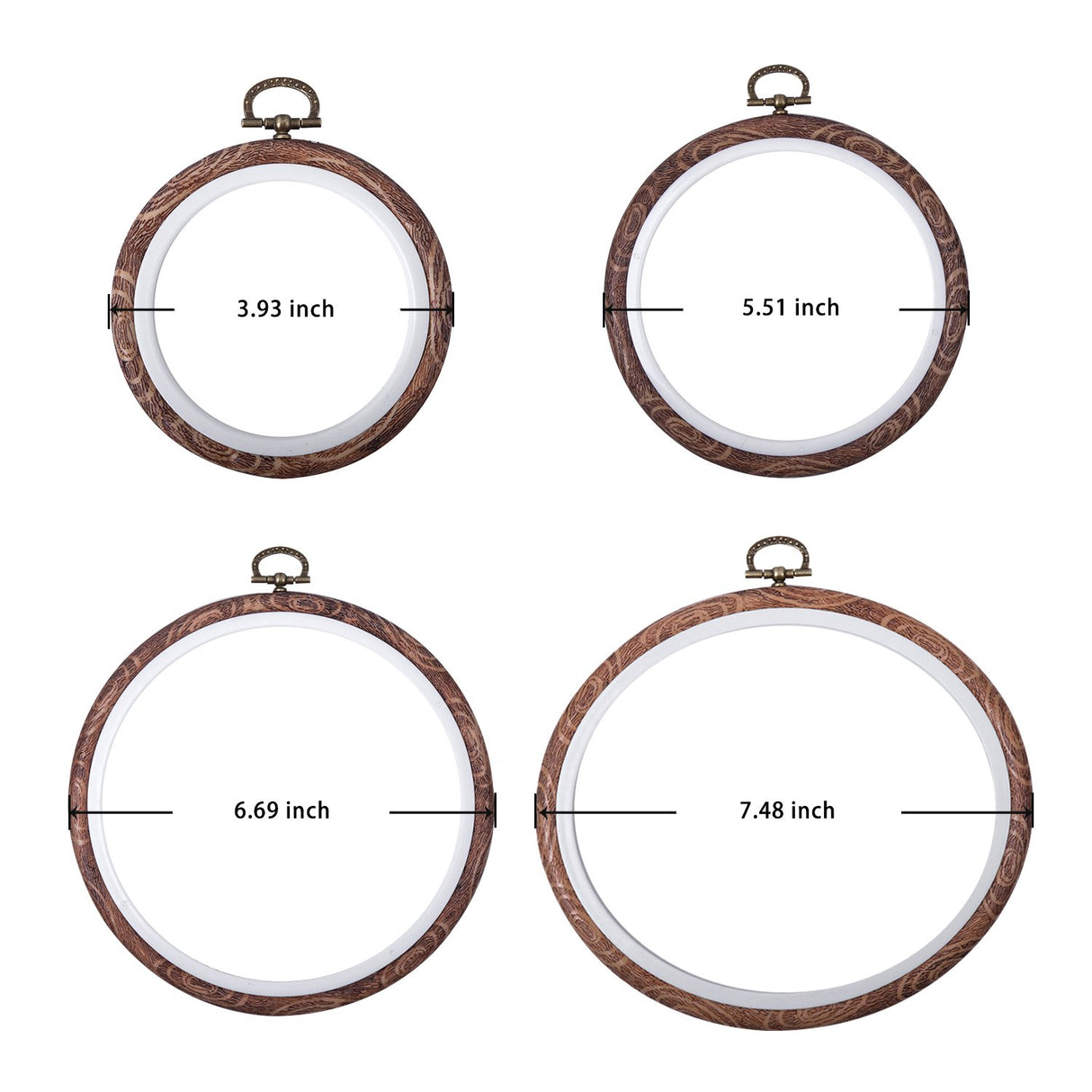 joybest 4 Pcs Embroidery Hoops Set Cross Stitch Hoop Ring Imitated Wood Display Frame-Circle and Oval Hand Embroidery Kits for Art Craft Sewing (Imitated Wood) joybest