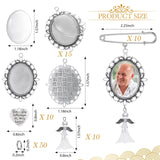 110 Pieces Wedding Bouquet Photo Charms Memory Charms Oval Frame Memorial Picture Charm DIY Pin Brooch with 1.18 x 1.57 Inch Oval Glass Cabochon Pendants Bulk for Wedding Party Bridal Shower Hicarer