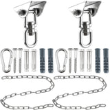 Restroma 2 Set Heavy Duty Swing Hangers Chain Kit 1200 LB Capacity Hammock Hanging Hooks with 2 Pcs Swing Chain 360° Swivel Stainless Steel Hook for Indoor Outdoor Playground Hanging Hammock Chair Restroma