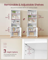 VASAGLE Custos Collection - Bookshelf, 6-Tier Tall Bookcase, Book Shelf with Doors, Open Storage Shelf, 9.4 x 23.6 x 68.9 Inches, for Living Room, Home Office, Dining Room, Cloud White ULBC402W01 VASAGLE