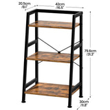 3-Tier Bookshelf, Ladder Shelf, Industrial Bookcase with Steel Frame, Metal Small Bookcase, Stand up Shelves for Living Room, Home Office, Kitchen, Bedroom, Industrial Style（Rustic Brown & Black） Homedawn