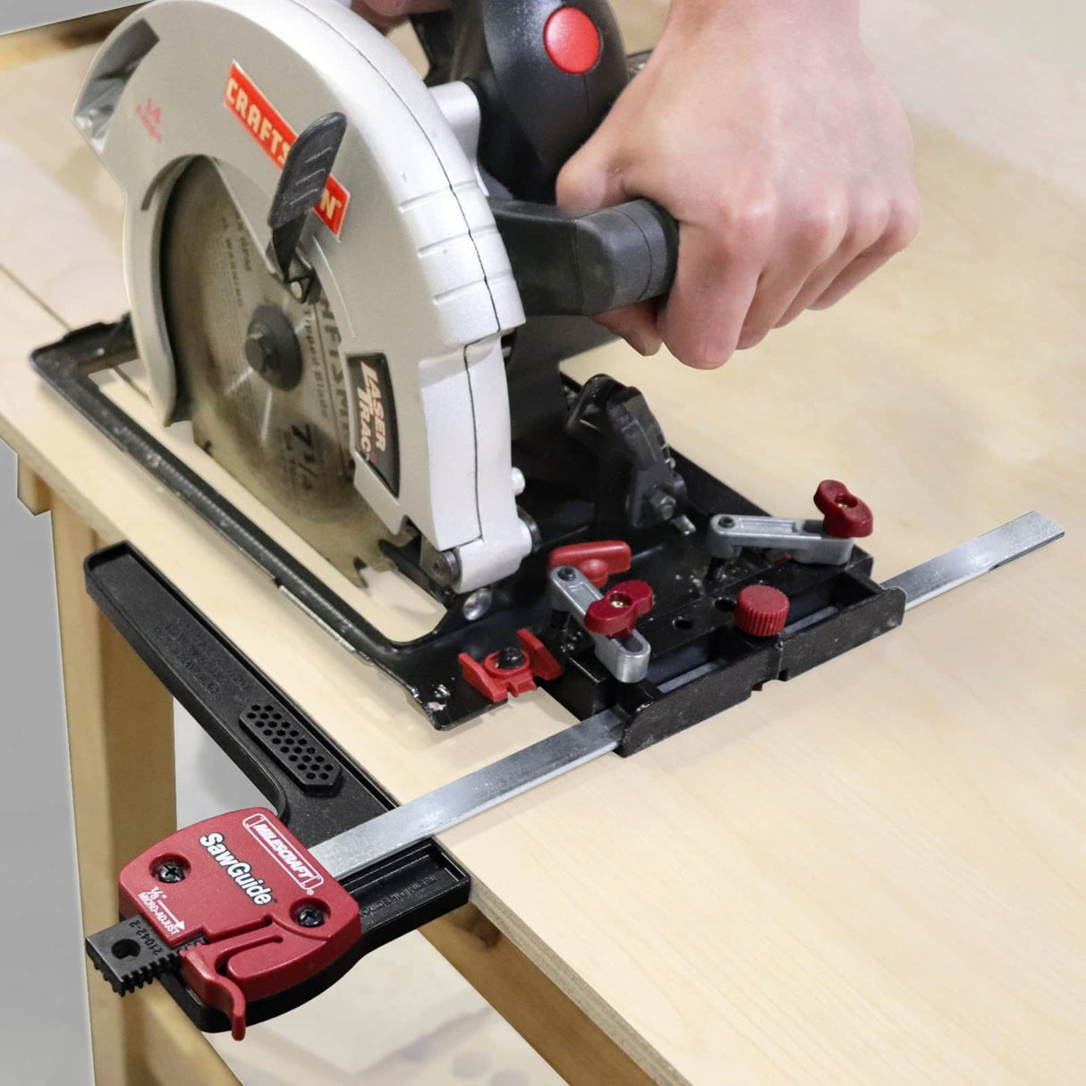 Milescraft 1403 Universal Saw Guide for Circular and Jig Saws Rip Guide Extends 14in Cuts Circles up to 24in Milescraft