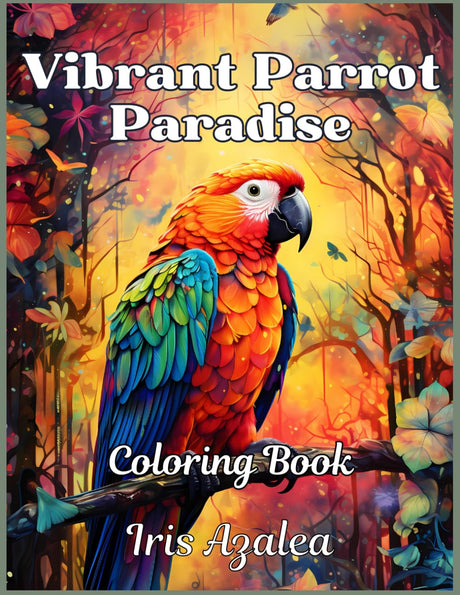 Vibrant Parrot Paradise: A 50-Image Coloring Book for Adults and Teens - Relax and Unwind with Exotic Bird Designs: Adult Coloring book of Realistic ... focus and some escape for relaxation Majosta