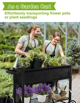 Fiwithy Raised Garden Bed with Legs for Outdoor Plants, Standing Elevated Planter Box Cart on Wheels for Vegetables Flower Herb Patio, Black Fiwithy