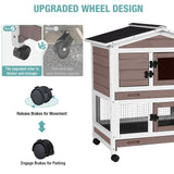 Suumerpety Rabbit Cage,Indoor Rabbit Hutch with Matel Frame and Pull Out Tray,Bunny Hutch Chicken Coop with Run (Brown) Suumerpety