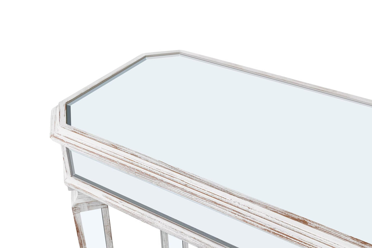 48-Inch Mirrored Console Table,Modern Entryway Table Glass Sofa Table with Mirror Finish, Rectangle Narrow,Accent Foyer Table for Living Room,Hallway, Entrance (Silver) JIJIWANG