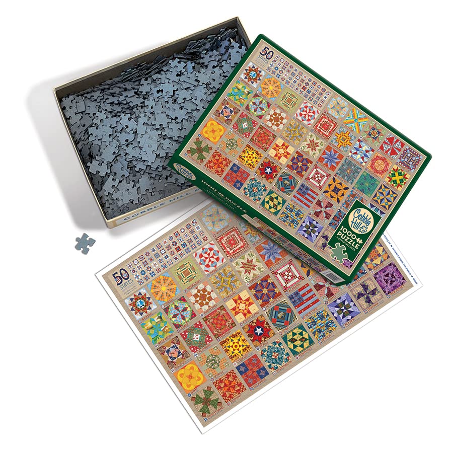 Cobble Hill 1000 Piece Puzzle - 50 States Quilt Blocks - Sample Poster Included Cobble Hill Puzzle Company Ltd.