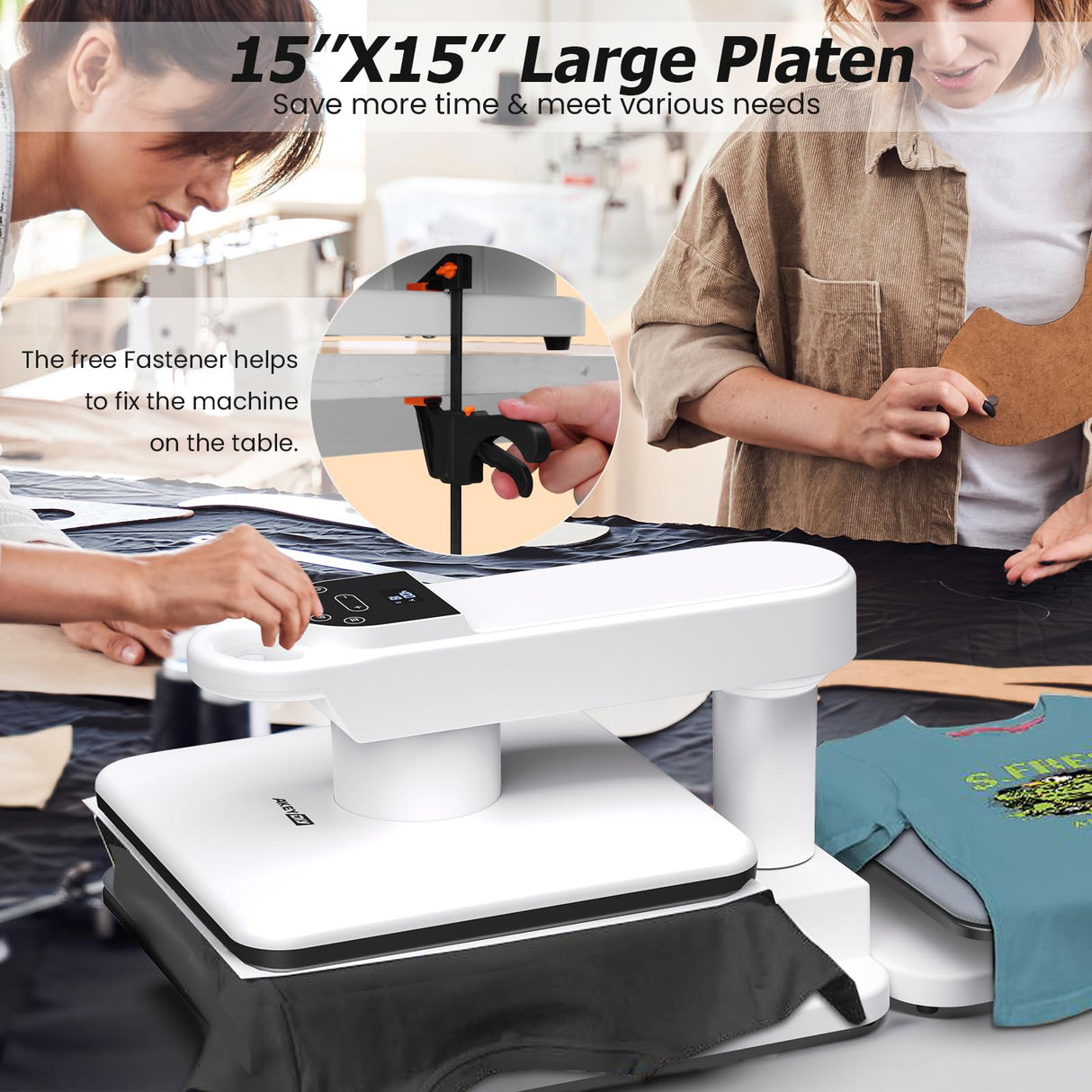 AKEYDIY New 15x15 Swivel Auto Heat Press Machine for T-Shirts, 360° Swing Away Heat Press with Auto Press Release, Heat Up Fast (One-Workstation) AKEYDIY