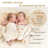 Newborn Announcement Sign Wooden for Baby Name and Birth Details for Hospital Custom Photo Baby Announcement Sign Fingerprint Footprints can be Left Ulico