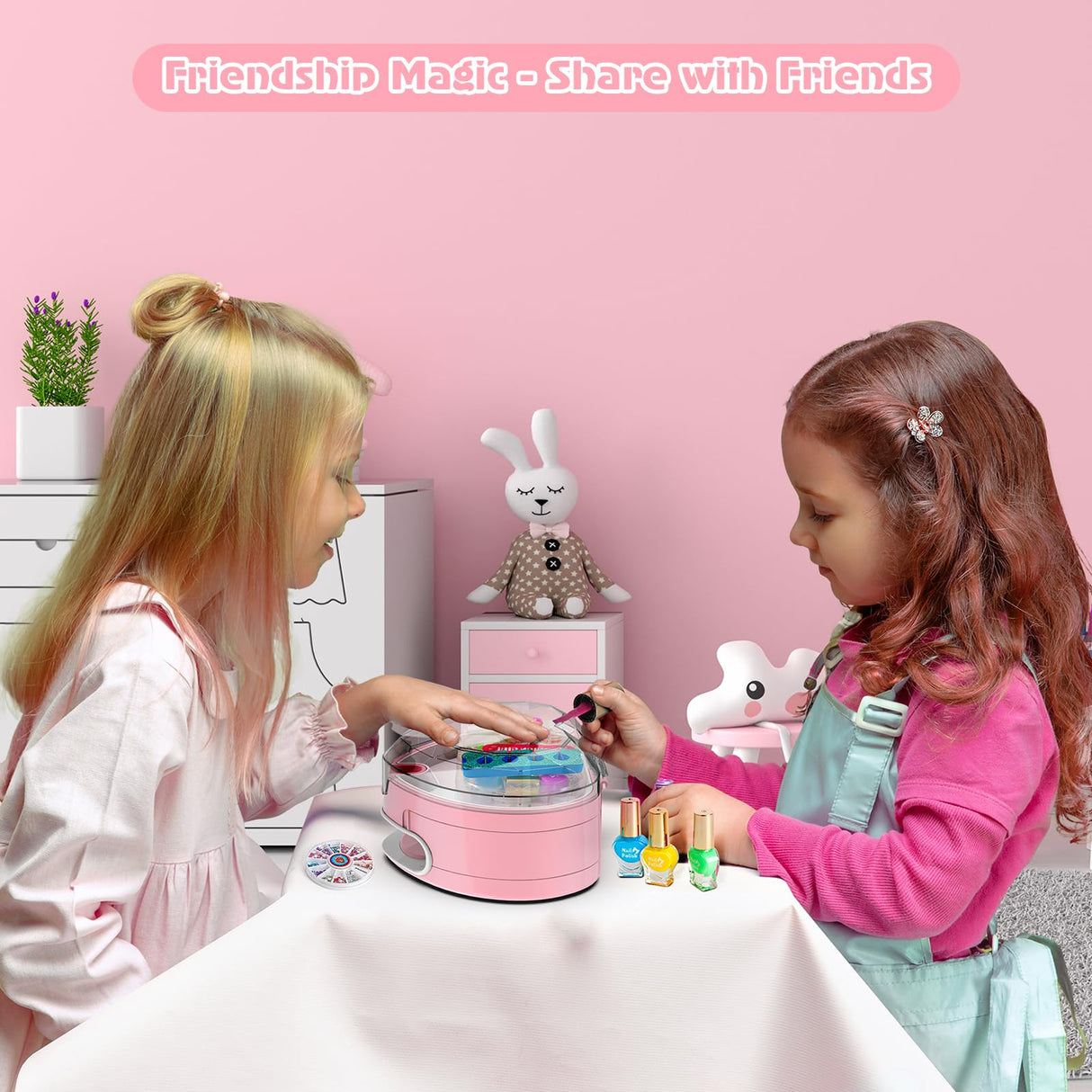 PUPPSITTY Kids Nail Polish Set for Girls,All-in-One Nail Art Kit for Kids with ‌Nail Dryer & DIY Decorations, Peelable Nail Polish/Stickers/Gems/Nail File&Tools, Gifts for Girls Age 7-12 PUPPSITTY