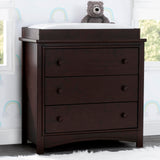 Delta Children Perry 3 Drawer Dresser with Changing Top and Interlocking Drawers, Walnut Espresso Delta Children