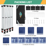 COBIZI 10x30 Canopy Party Tent with 8 Walls 10x30 Pop Up Tent for Parties Waterproof UPF 50+ Outdoor Commercial Event Tent for Party Backyard Gazebo Canopy with Sidewalls & Sandbags(navy blue,10x30ft COBIZI