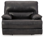 Signature Design by Ashley Mountainous Modern Leather Match Wall Hugger Power Recliner with Adjustable Headrest and USB Ports, Black Signature Design by Ashley