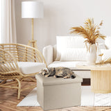 ALASDO Storage Ottoman Footrest Stool Small Ottoman with Storage Foldable Ottoman Foot Rest Footstool Bench for Living Room 17x13x13inches Beige ALASDO