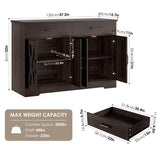 HOSTACK Coffee Bar Cabinet, 47.2" Buffet Cabinet with Storage, Modern Farmhouse Kitchen Buffet Sideboard with Drawers and Shelves, Barn Doors Storage Cabinet for Living Room, Dark Brown HOSTACK