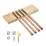VEVOR Wood Lathe Turning Tool Set, 4PCS Lathe Roughing Finishing and Detailing Hollow Tool with Wooden Handle Diamond Round Square Carbide Inserts Wooden Box for Beginners Hobbyists Professionals VEVOR