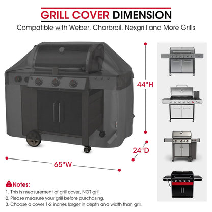 Unicook Heavy Duty Waterproof Barbecue Gas Grill Cover, 65-inch BBQ Cover, Special Fade and UV Resistant Material, Durable and Convenient, Fits Grills of Weber Char-Broil Nexgrill Brinkmann and More