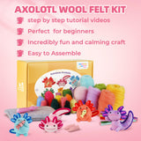 MOREJMTT Needle Felting Kit, 6 PCS Farm Animal Needle Felting Beginner Kits, Wool Felt Needle Felting Tools Foam Pad, Craft Party Supplies for Beginners Adult(6pack Axolotl) MOREJMTT
