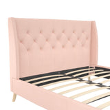Novogratz Her Majesty Tufted Upholstered Bed Frame, Full, Pink Linen Novogratz