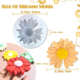 4 PCS Daisy Flower Silicone Molds for Candles, 3D Flower Candle Mold Silicone Daisy DIY Soap Wax Epoxy Resin Plaster Concrete Casting Polymer Clay Craft, Chocolate Fondant Cake Topper Decoration Mold Keromtein