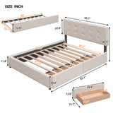 Harper & Bright Designs Upholstered Queen Size Platform Bed with 2 Storage Drawers and 1 Twin XL Trundle, Wood Queen Storage Bed with Linen Fabric for Bedroom Guestroom (Queen, Beige) Harper & Bright Designs