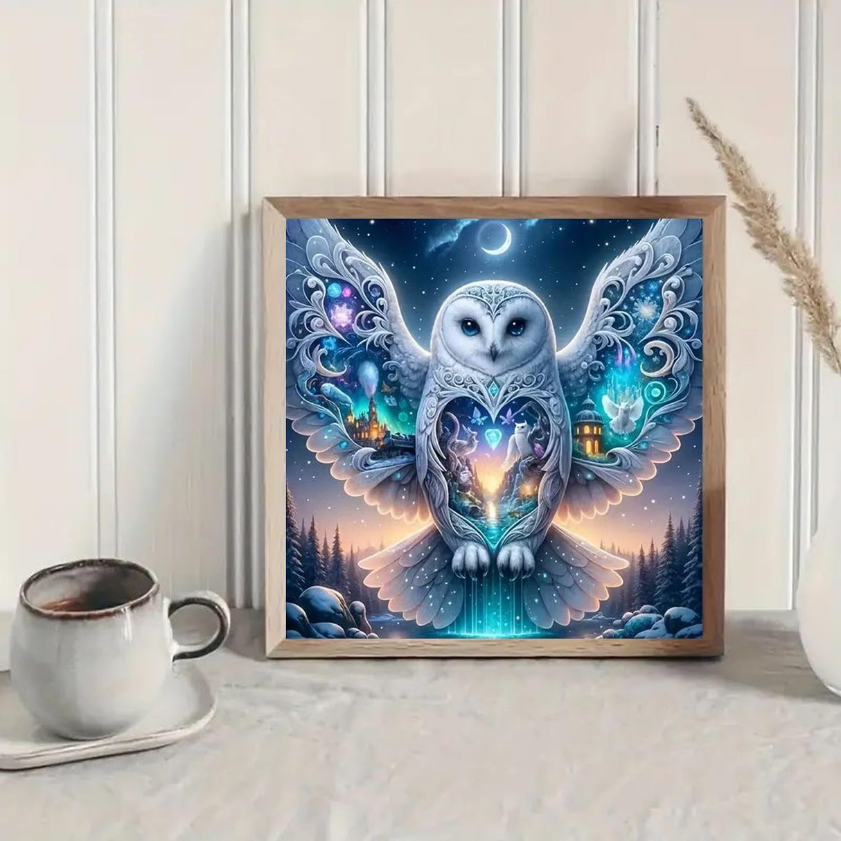 ZHUDENGXJL Owl Diamond Painting Kits for Adults-Starry Moon Diamond Art Kits for Adults, 5D Diamond Painting Kits Owl Castle for Adult,DIY Full Drill Paint with Diamond,Home Wall Decor 12 X 12inch ZHUDENGXJL