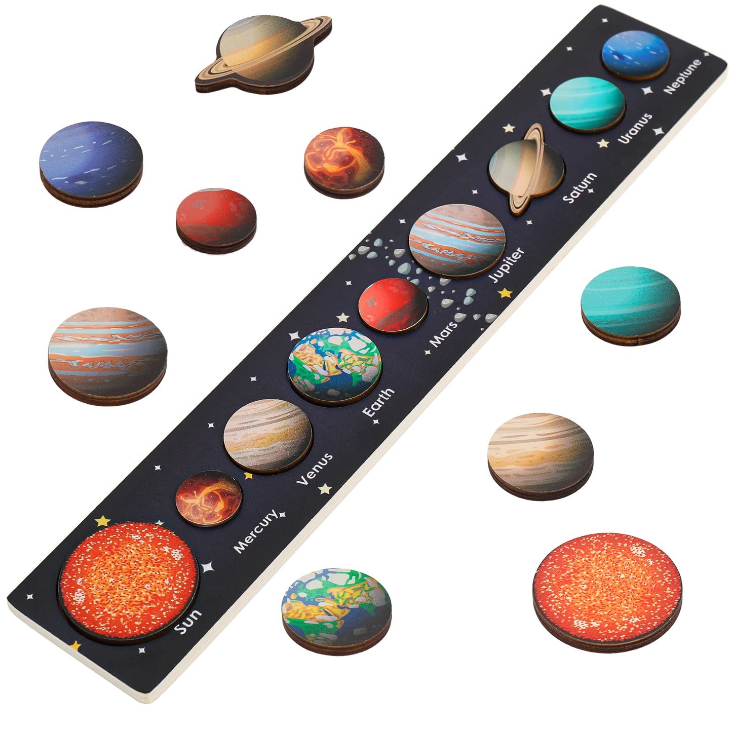 Zeoddler Solar System Puzzle for Kids 3-6, Wooden Space Toys for Kids, Planets for Kids, Preschool Learning Activities, Gift for Boys, Girls - WoodArtSupply