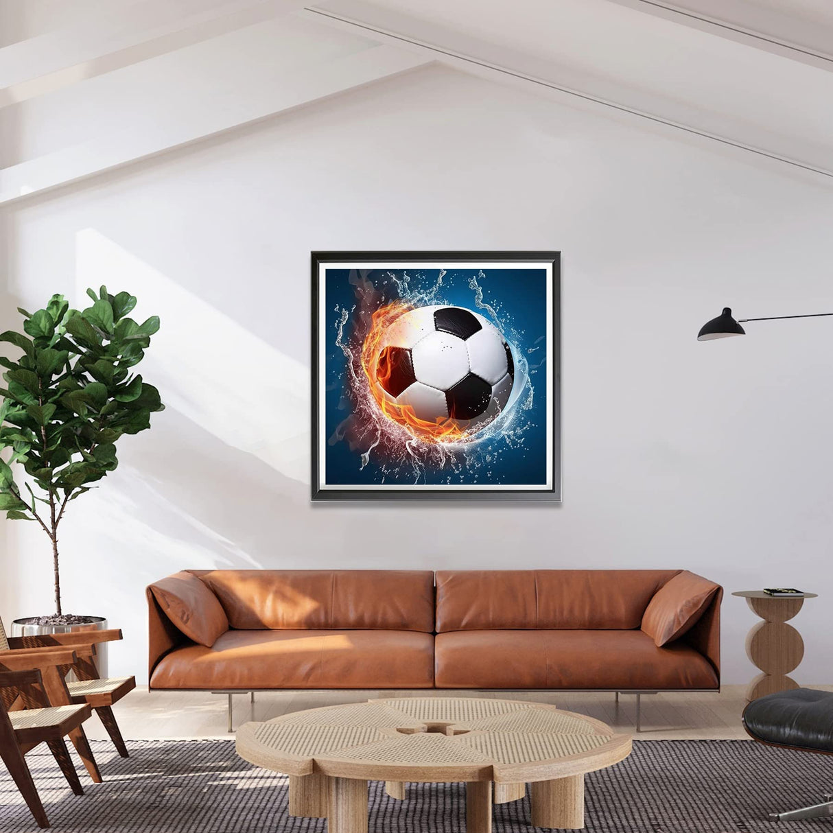 LOMSIOY Diamond Art Painting Kits Soccer for Adults Paint with Diamond Art Sport, Round Full Drill Crystal Rhinestone Crafts Gem Arts for Home Wall Decor 12x12 inch LOMSIOY