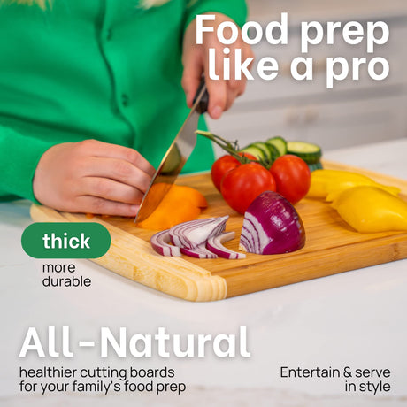 GREENER CHEF 12 Inch Small Bamboo Cutting Board with Lifetime Replacements - Small Wooden Chopping Board for Kitchen, Meat, Vegetables, Cheese, Bread, Charcuterie, and Everyday Food Prep Greener Chef
