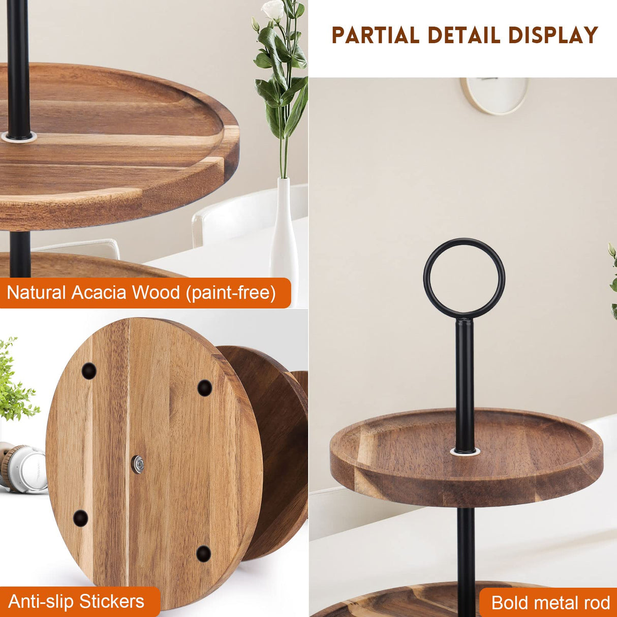 3 Tier Cupcake Stand, Wood Tiered Serving Tray Cupcake Tower, Serving Stand Display Dessert Cookie Candy Buffet Holder for Home Tea Party, Wedding, Farmhouse Decor, Tea Party Decor, Kitchen Decor QIELSER