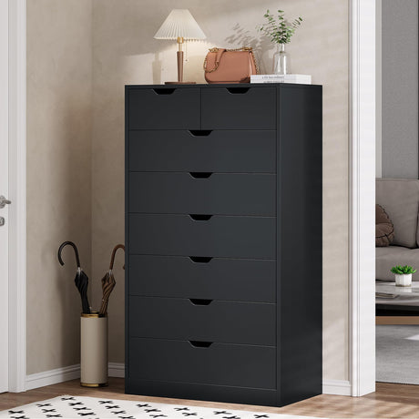 HAUOMS Tall 8 Drawer Black Dresser, Modern Chest of Drawers for Bedroom,Closet Dressers with Drawers for Living Room, Entryway, Hallway HAUOMS