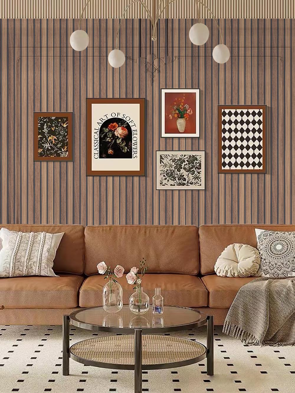Abyssaly Wood Slat Wallpaper, Brown Shiplap Wood Grain Contact Paper Peel and Stick, Removable Self Adhesive Faux Wood Panel Wall Covering for Cabinets and Drawers 17.7 in X 236.2 in Abyssaly