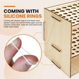 HESHUYU Wooden Paint Brush Holder 105 Holes Paintbrush Holder Organizer Paint Brush Stand Rack with Silicone Rings for Pens Pencils Artist HESHUYU