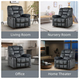 CANMOV Manual Recliner Single Sofa, Wall-Hugger Reclining Couch, Upholstered Sofa Chair with Armrests, Fabric Reclining Couch with Soft Cushion for Living Room, Grey CANMOV