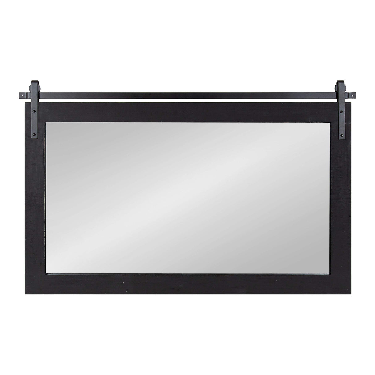 Kate and Laurel Cates Farmhouse Horizontal Wood Framed Wall Mirror, 40 x 26, Black, Barn Door-Inspired Rustic Mirrors for Wall Kate and Laurel