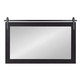 Kate and Laurel Cates Farmhouse Horizontal Wood Framed Wall Mirror, 40 x 26, Black, Barn Door-Inspired Rustic Mirrors for Wall Kate and Laurel