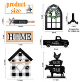 Yulejo 7 Pcs Farmhouse Tiered Tray Decor Buffalo Plaid Rustic Farmhouse Sweet Home Signs Double Printed Artificial Wooden Plant Tiered Tray Decorations for Kitchen Home Table Centerpiece Decor Yulejo