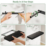 KLUVIS Bathroom Floating Shelves for Wall - Shelf Over Toilet Storage Small Farmhouse Decor Shelves (15.7 inch, Set of 3, Black) KLUVIS