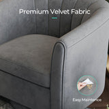 LINSY Swivel Accent Chair Ottoman Set: Velvet Small Barrel Chair with Foot Rest, Modern Reading Chair Upholstered Armchair with Footrest for Living Room Bedroom Study Room Office, Grey LINSY
