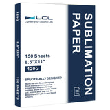 LCL Sublimation Paper 8.5x11 Inch 150 Sheets for Any Inkjet Printer which Match Sublimation Ink 120g LCL
