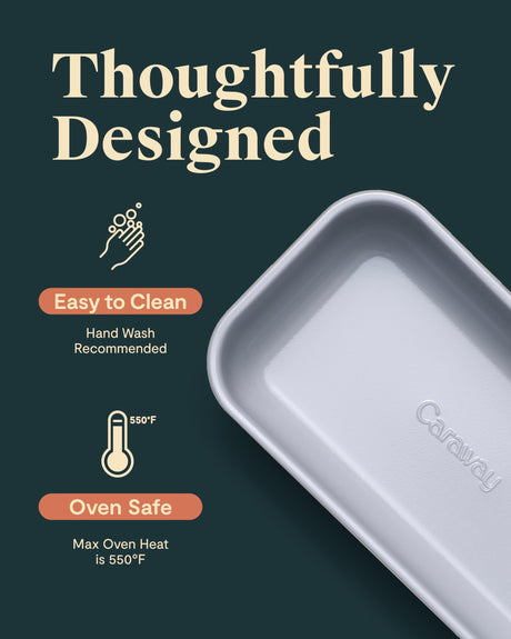 Caraway Non-Stick Ceramic 1 lb Loaf Pan - Naturally Slick Ceramic Coating - Non-Toxic, PTFE & PFOA Free - Perfect for Pound Cakes, Breads, & More - Cream Caraway