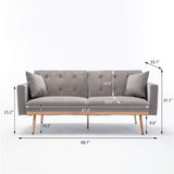 Sofa Bed Couch, Velvet Accent Sofa, Modern Fabric Futon Couch, Convertible Loveseat Sleeper Recliner for Small Spaces, Tufted Modern Couches Seat Furniture Convertable (Gray) HomVent